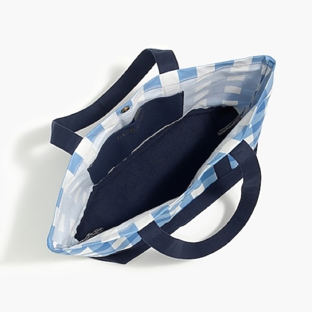 J. Crew PLAID Everyday Canvas Tote Bag - Picture 2 of 3